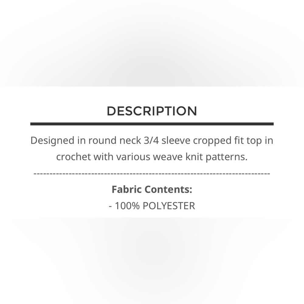 POL Black Crochet Knit Round Neck 3/4 Bell Sleeve Top - Picture 6 of 8